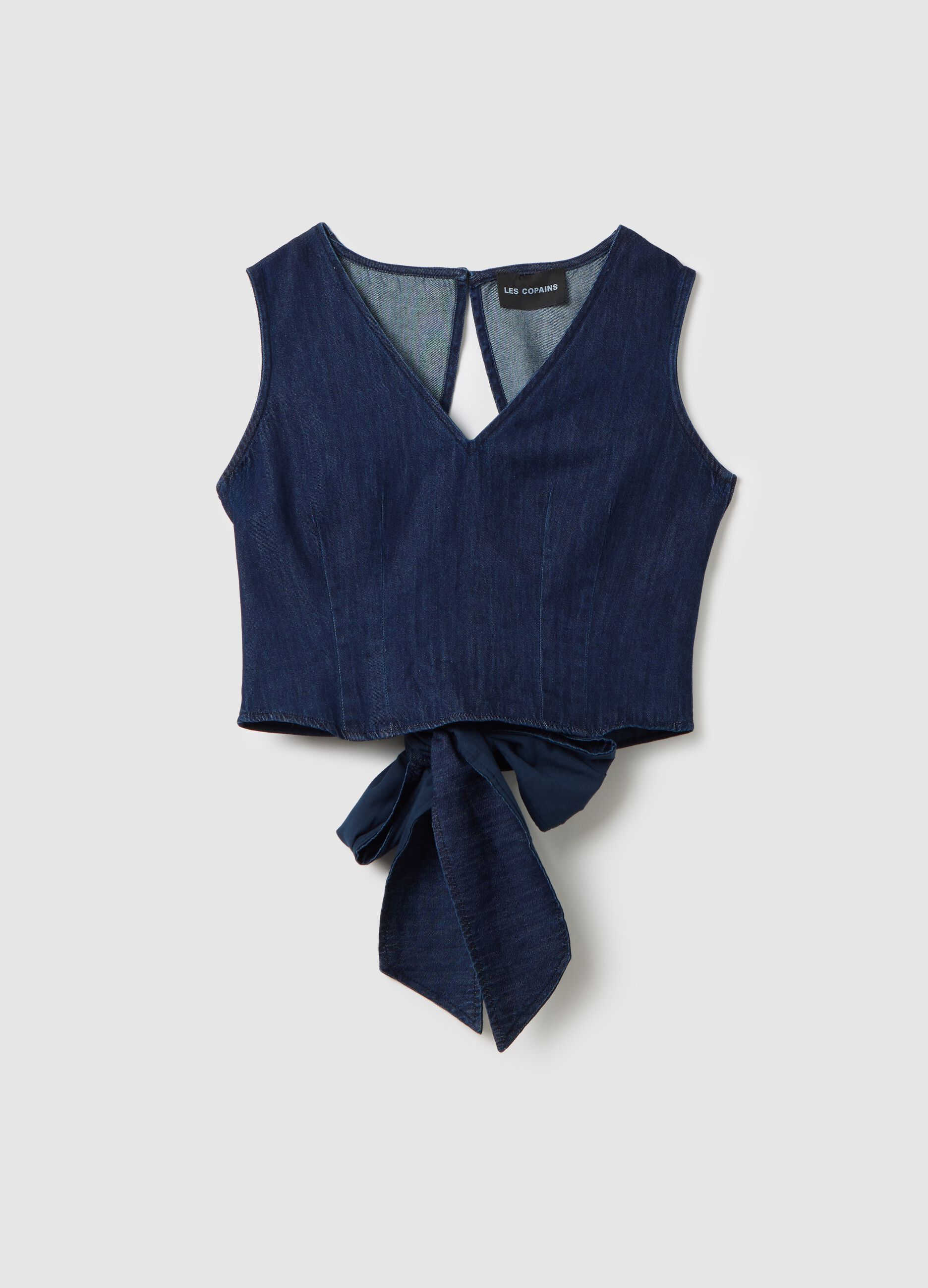 Top da donna in puro cotone denim