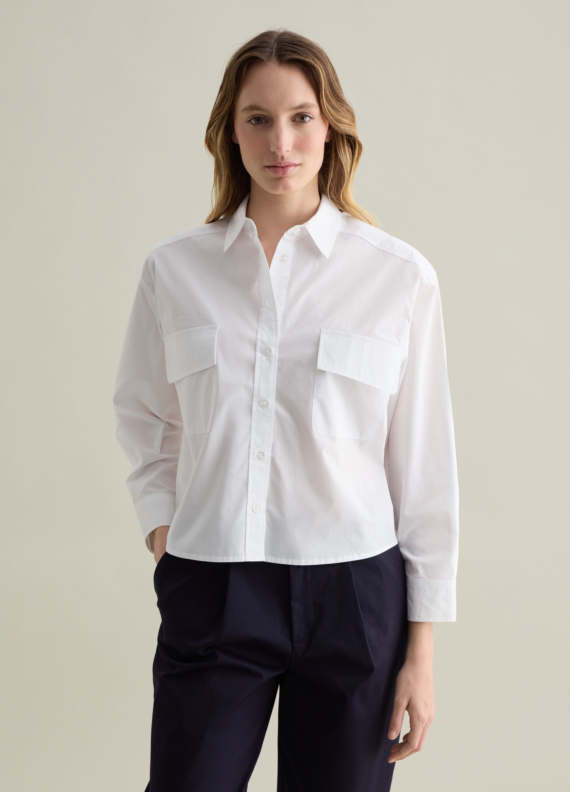 Poplin shirt with pockets