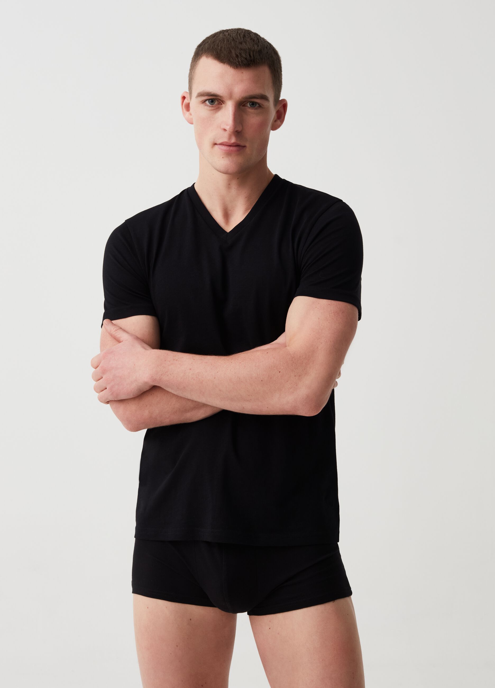 Three-pack undershirts with V neck