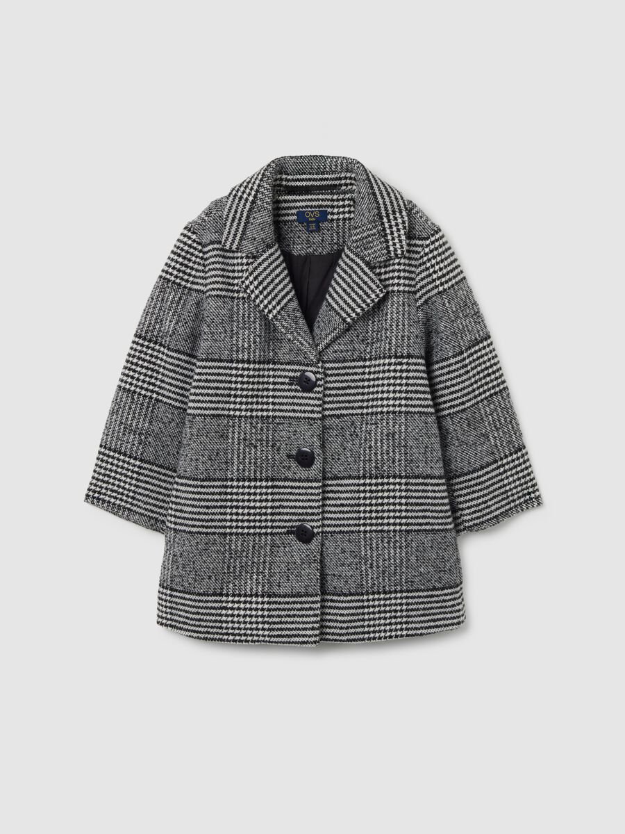 Girls' grey checked regular fit coat_0
