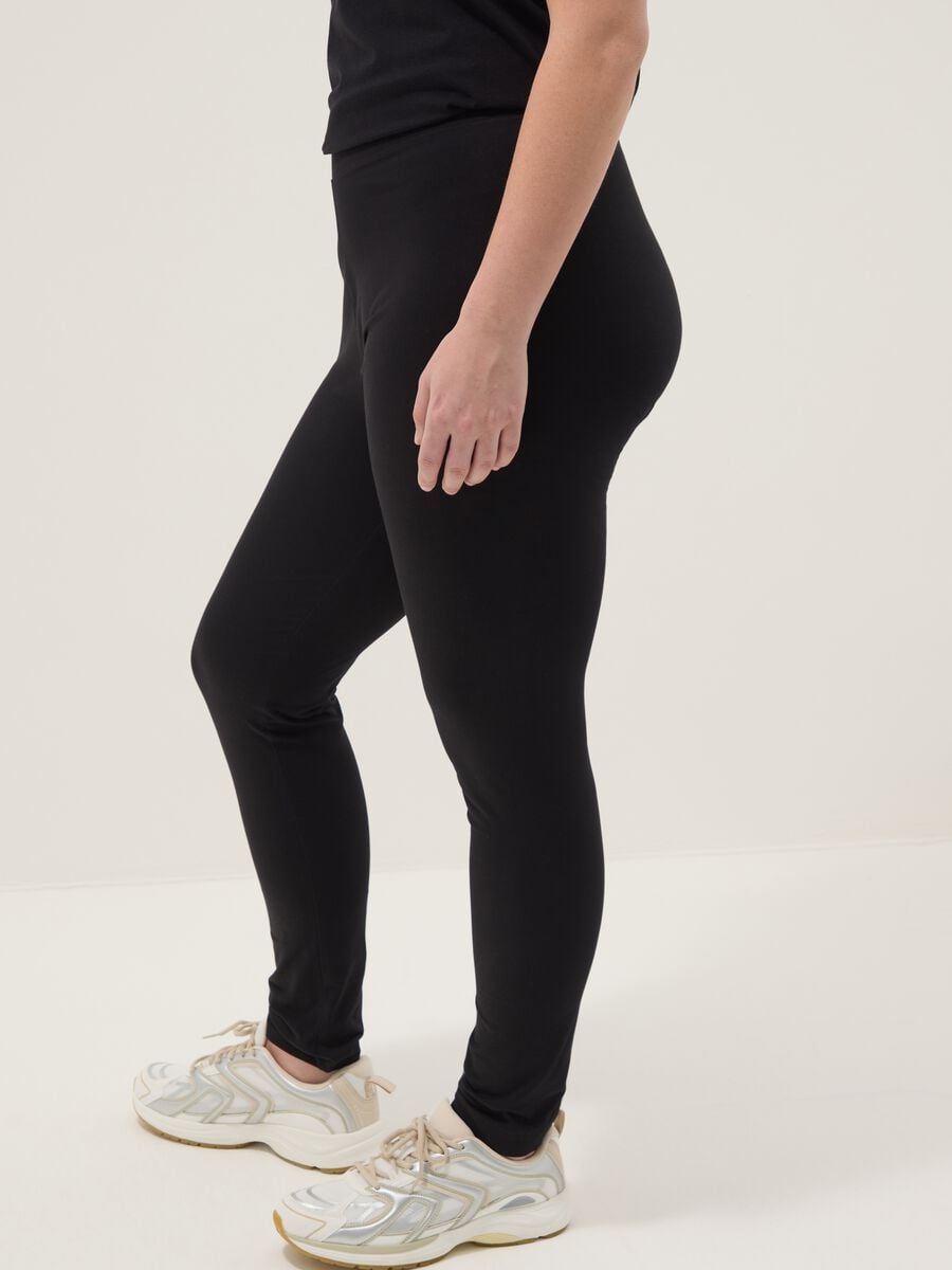 Leggings skinny fit neri in cotone elasticizzato_3