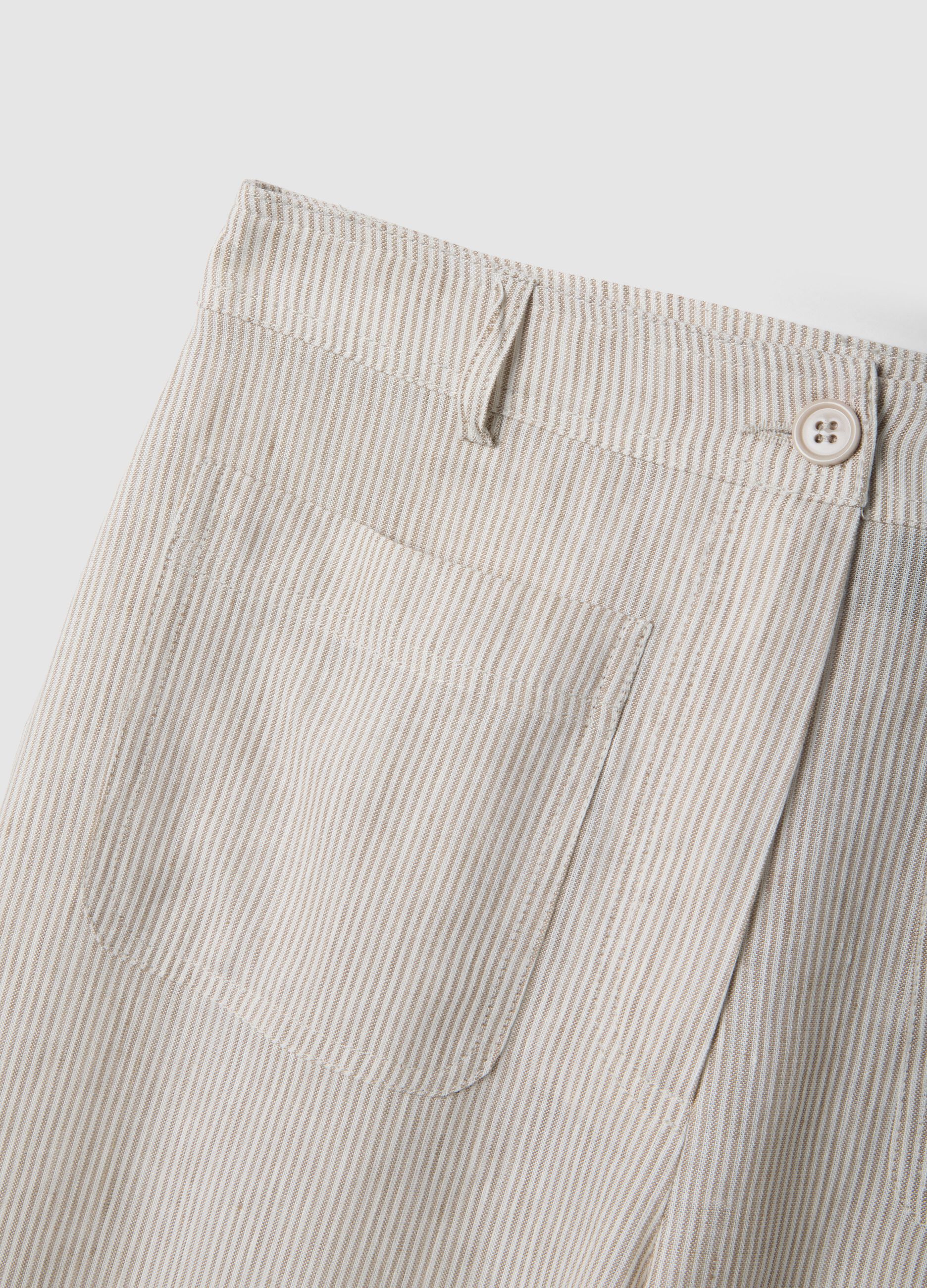 Wide-leg trousers in multicolour striped lyocell linen blend