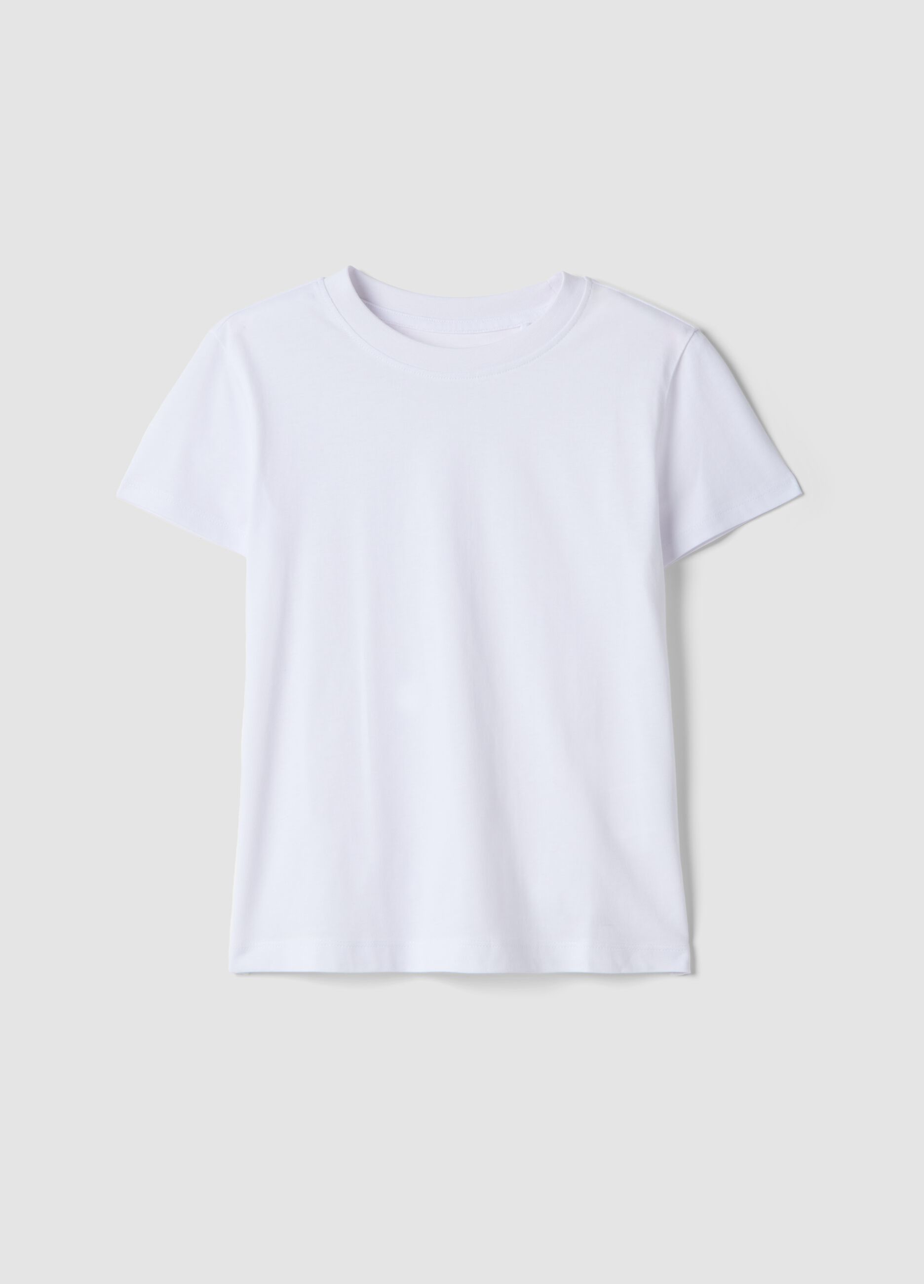 Girls&rsquo; white pure cotton T-shirt, regular fit