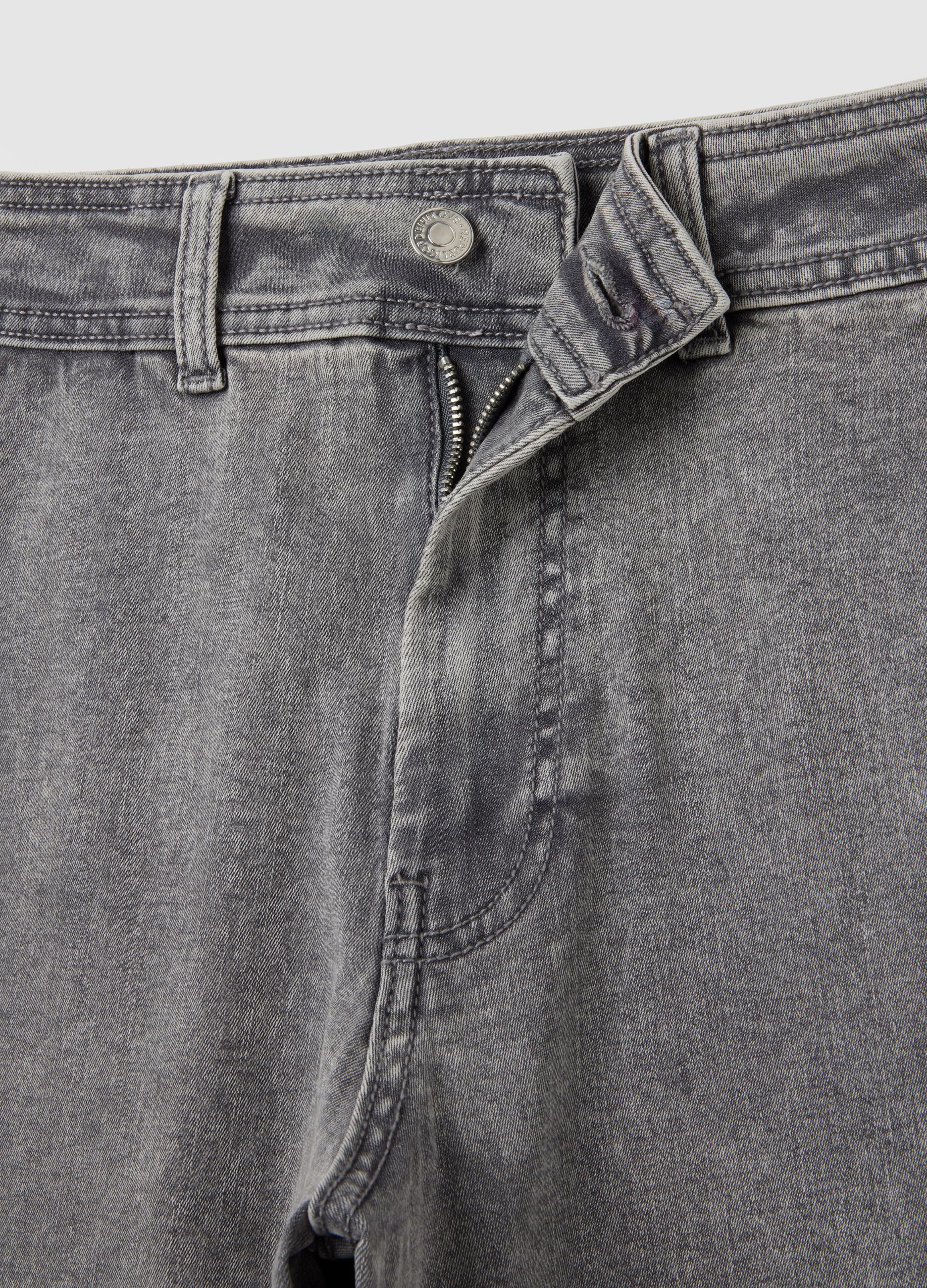 Grey wide leg cotton blend jeans