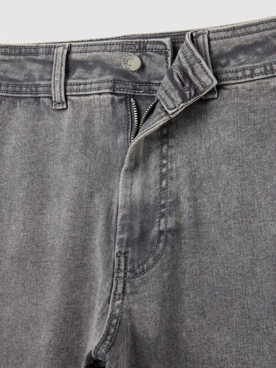 Grey wide leg cotton blend jeans_5