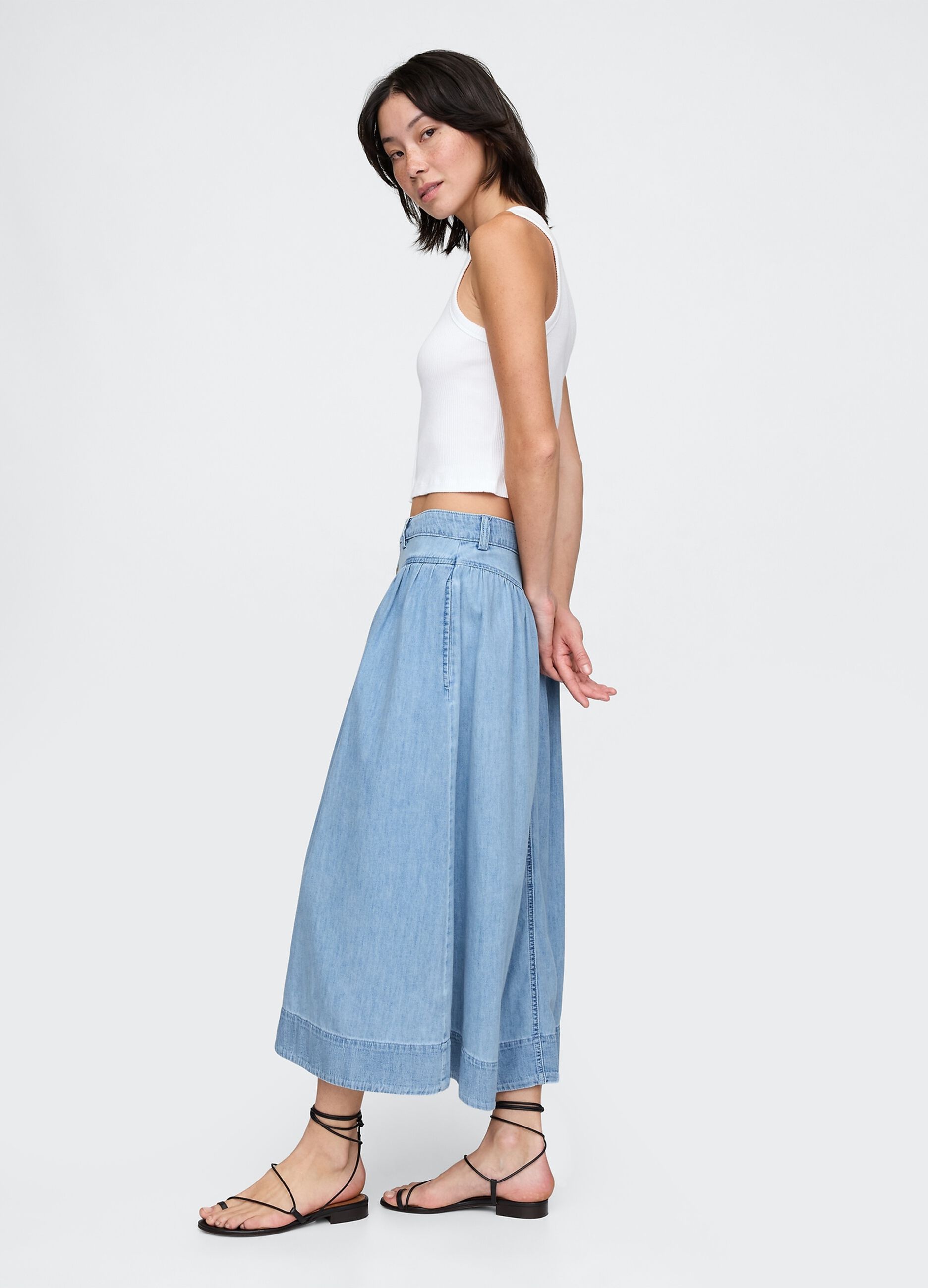 Long denim skirt