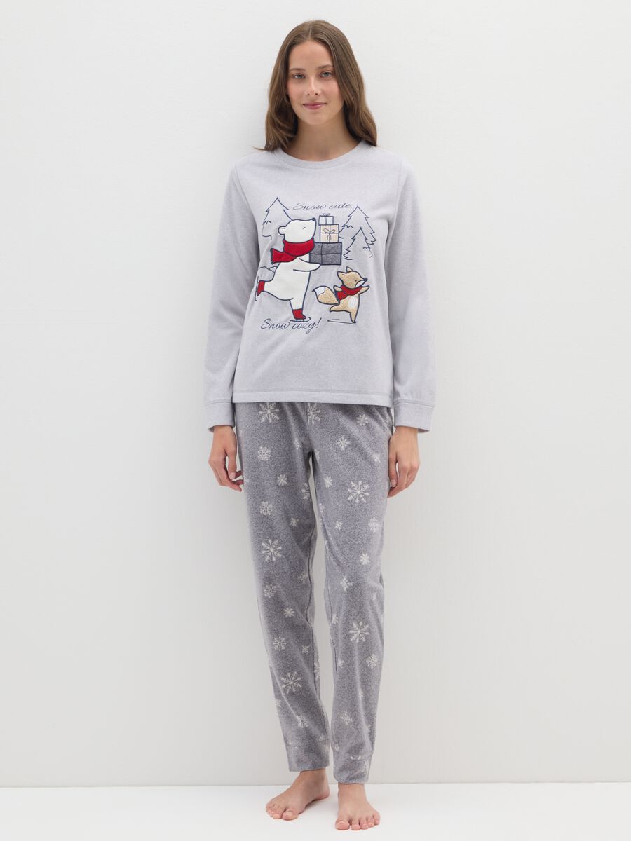 Grey regular fit Christmas pyjamas with print_0