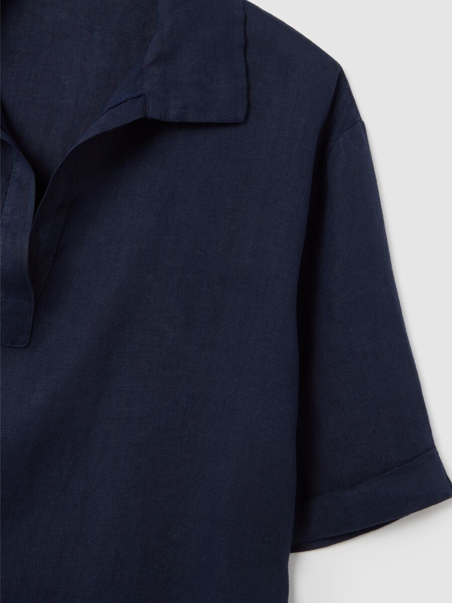 Women's Blue Linen Dress Regular Fit_5