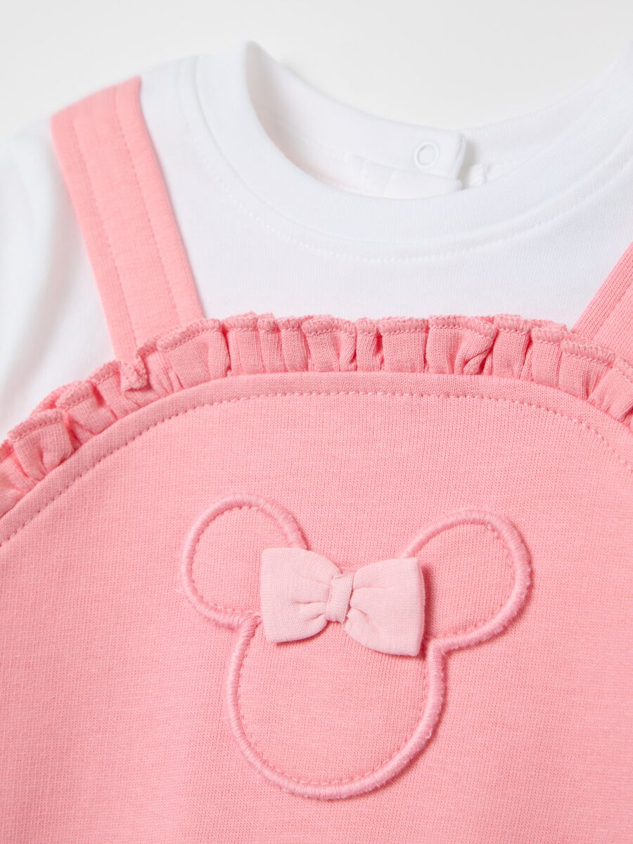 Tutina stile salopette con stampa Minnie e Figaro _3
