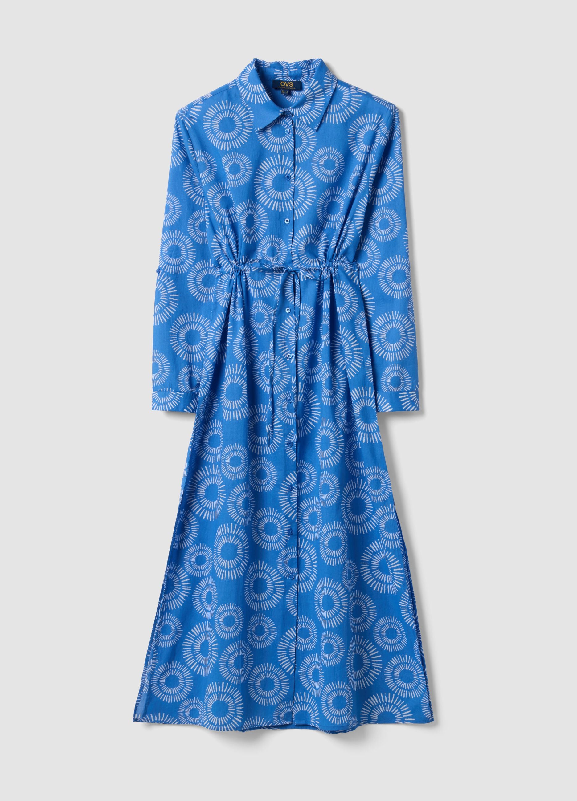Long blue organic cotton kaftan