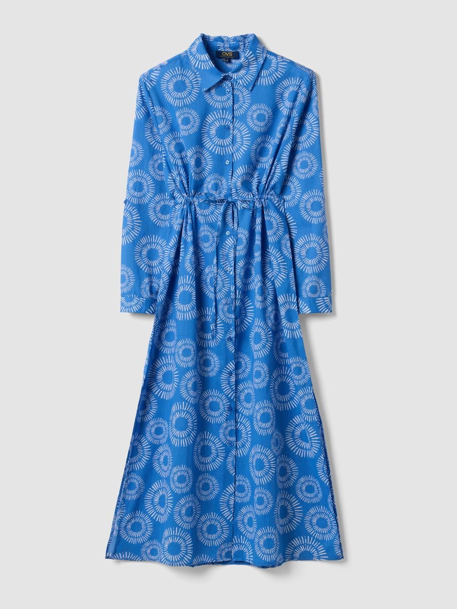Long blue organic cotton kaftan_0
