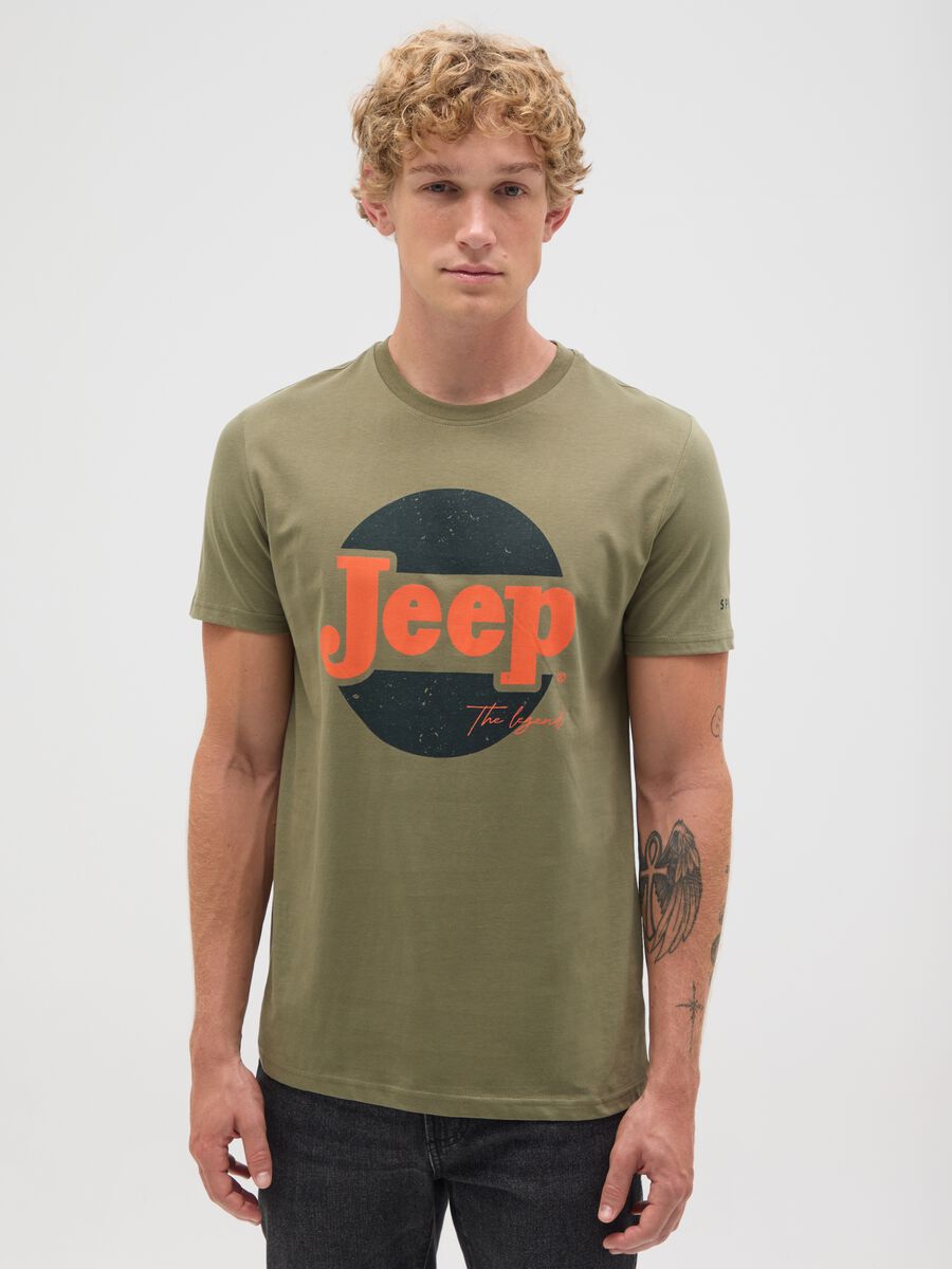Men's green pure cotton T-shirt regular fit with print_0