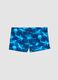 Blue stretch swim shorts with shark print_0