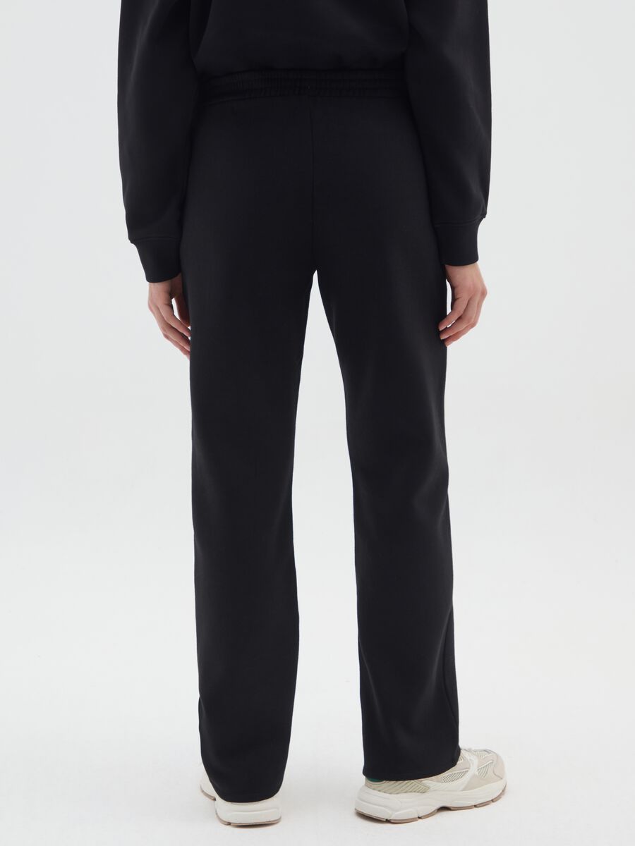 Black regular fit cotton blend trousers with elasticated waist_2