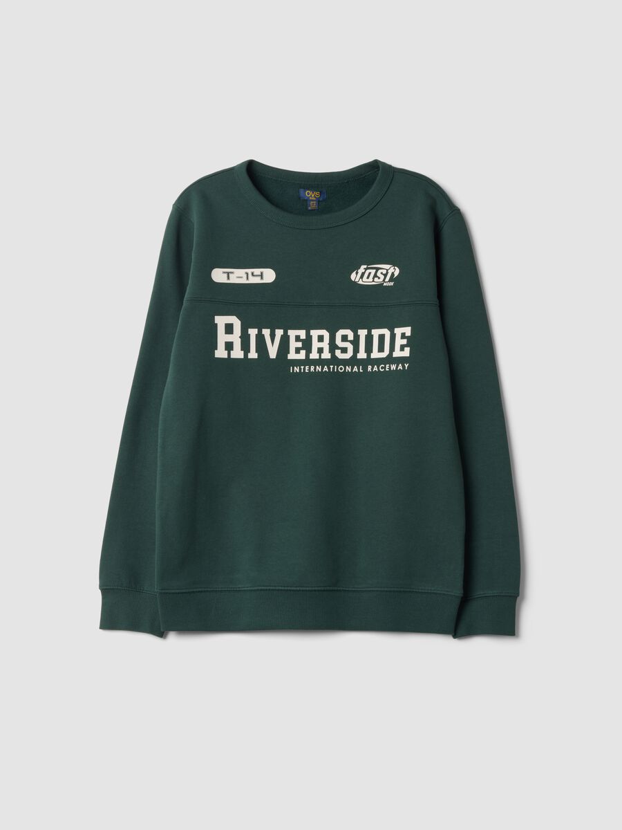 Green organic cotton sweatshirt with varsity print_0