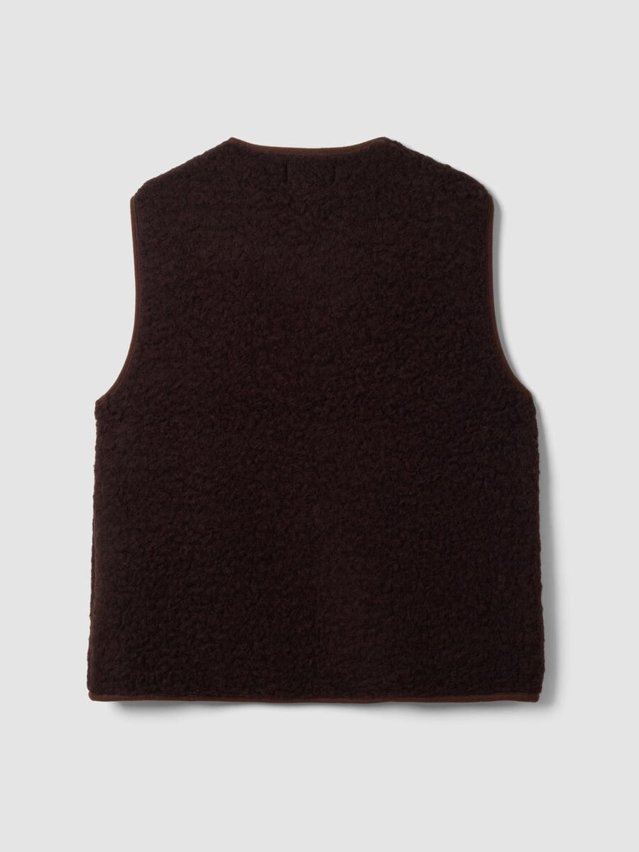 Brown oversized gilet in wool-blend sherpa_1