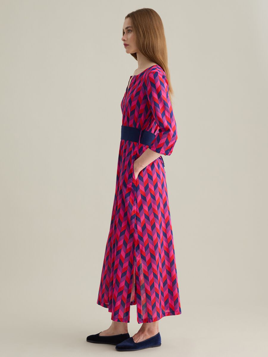 Women's Long Dress in Pure Cotton Multicolour Regular Fit_2