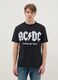 Black regular fit pure cotton T-shirt with AC/DC logo_0