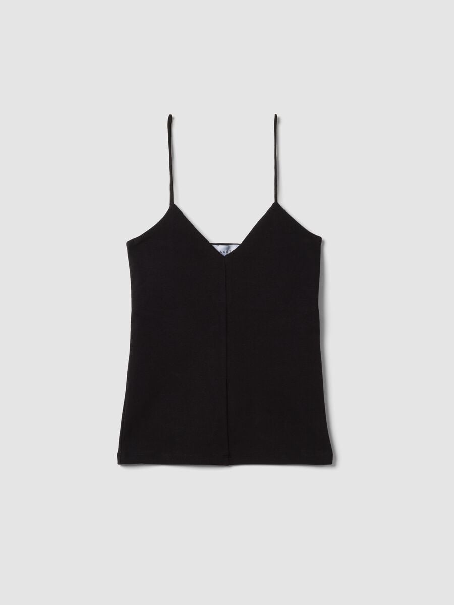 Black organic cotton tank top with thin straps_4