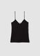 Tank top nero in cotone elasticizzato con spalline sottili fitted_4
