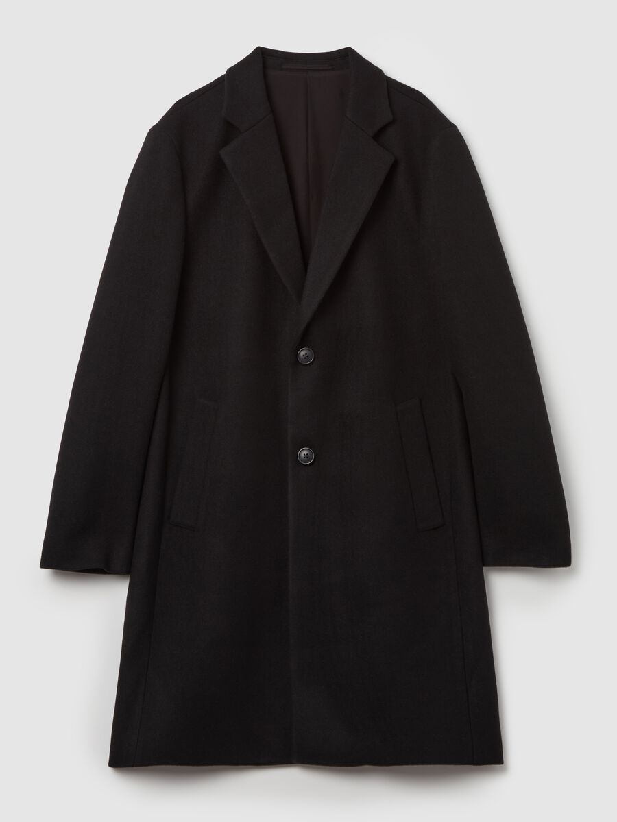 Long single-breasted solid colour coat_1