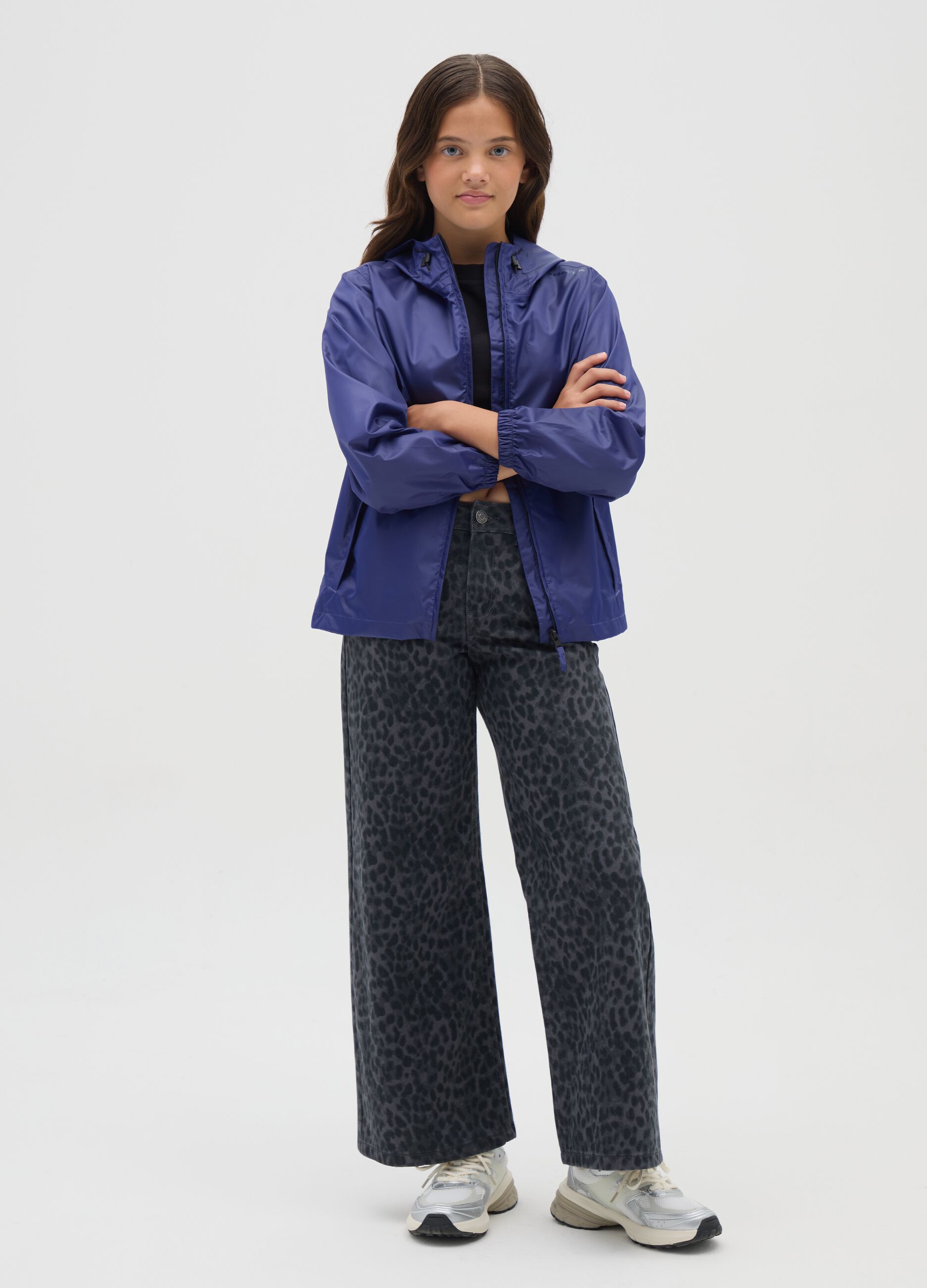 Girls' multicolour pure cotton wide leg trousers