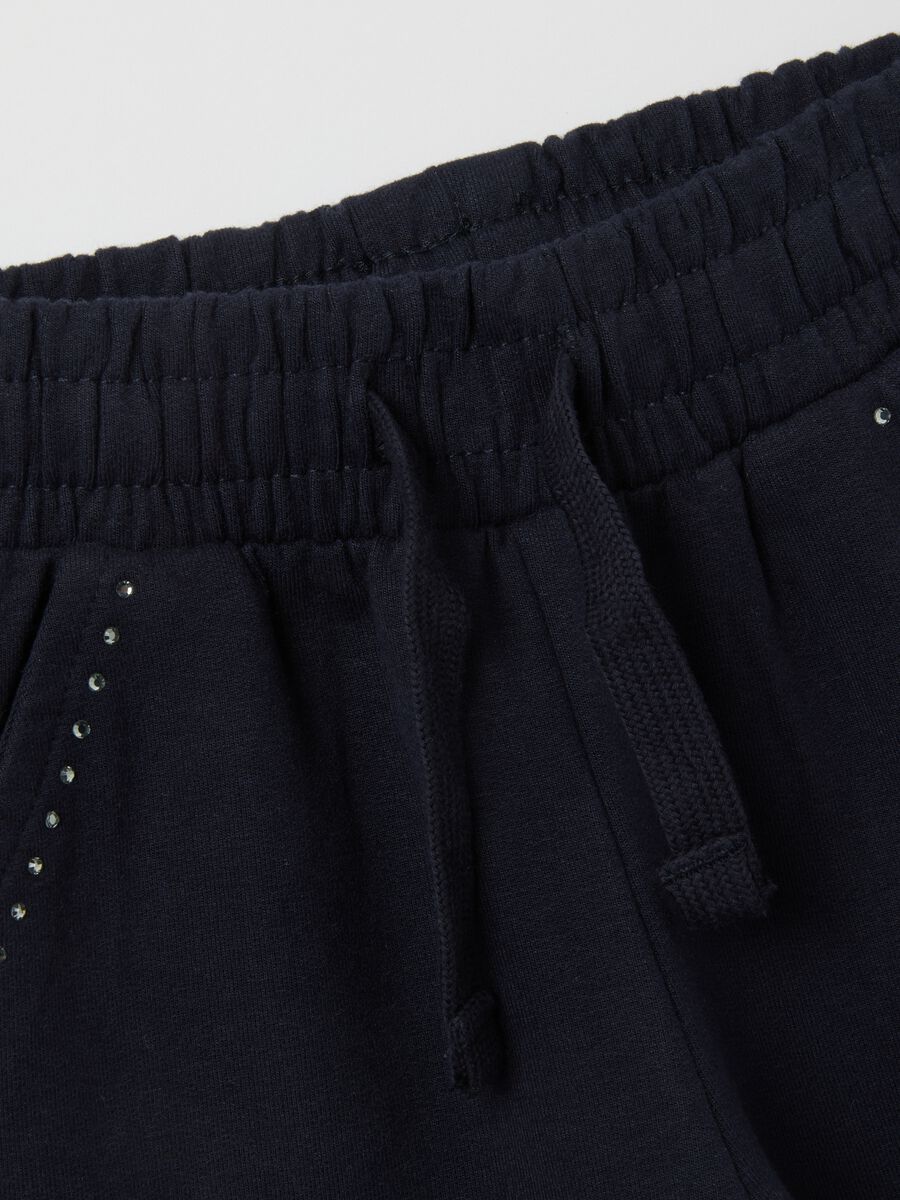 Girls' blue cotton stretchy trousers regular fit_3