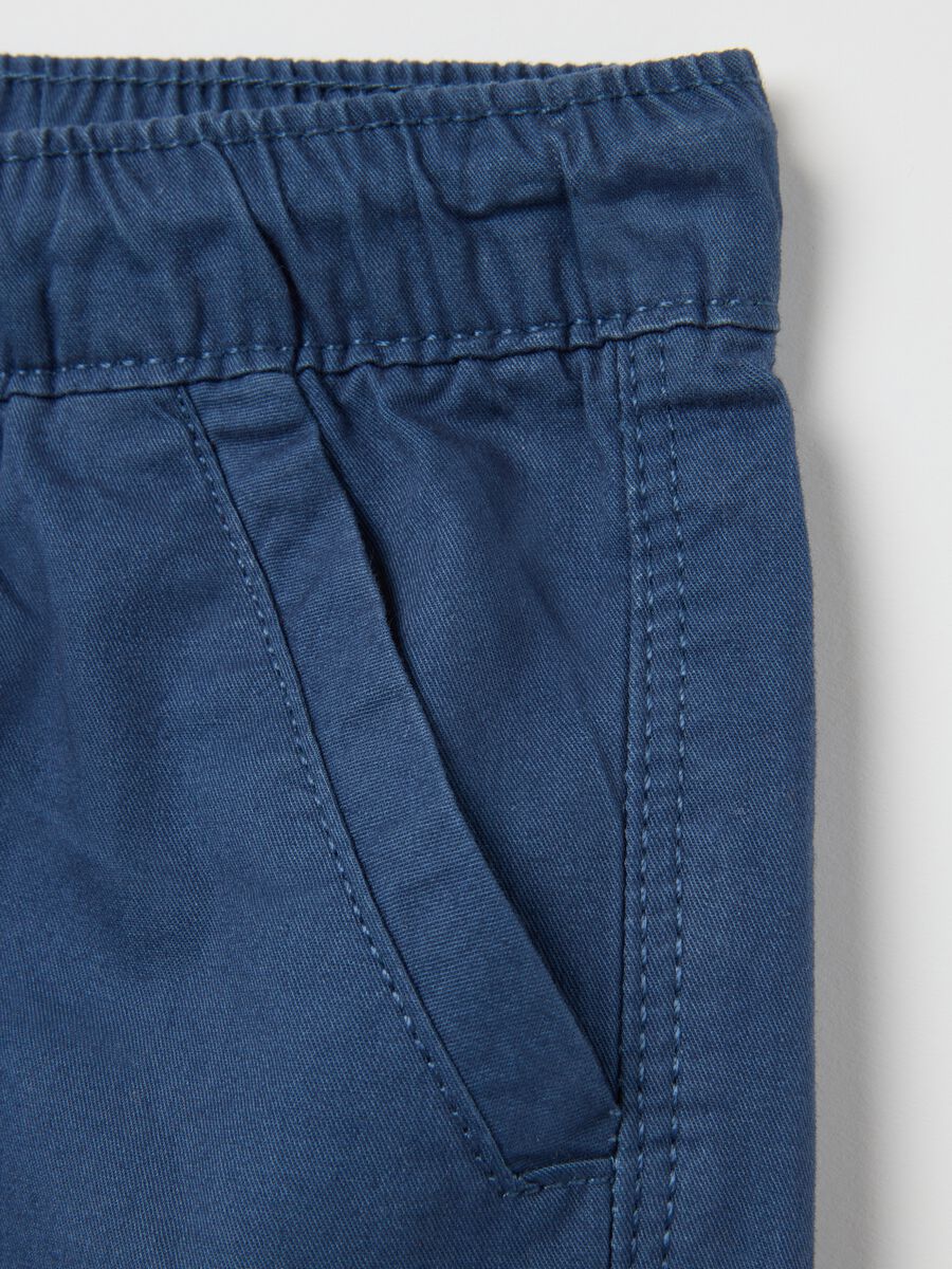 Boys' blue regular fit pure cotton shorts with elasticated waist_2