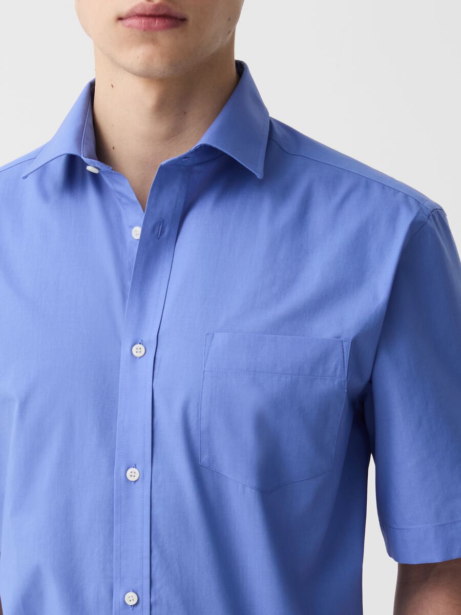 Short-sleeved regular-fit shirt with pocket_0