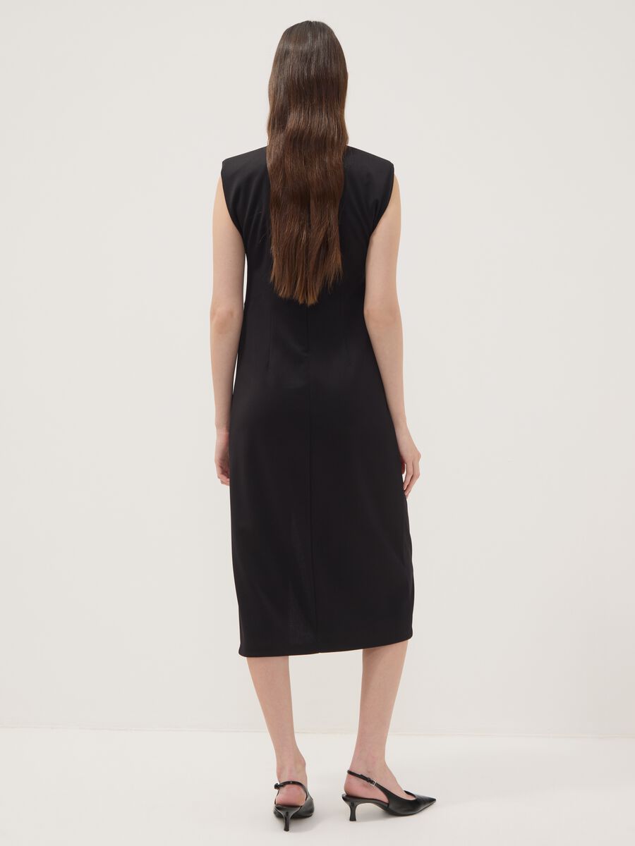 Abito nero midi in tessuto elasticizzato slim fit_3