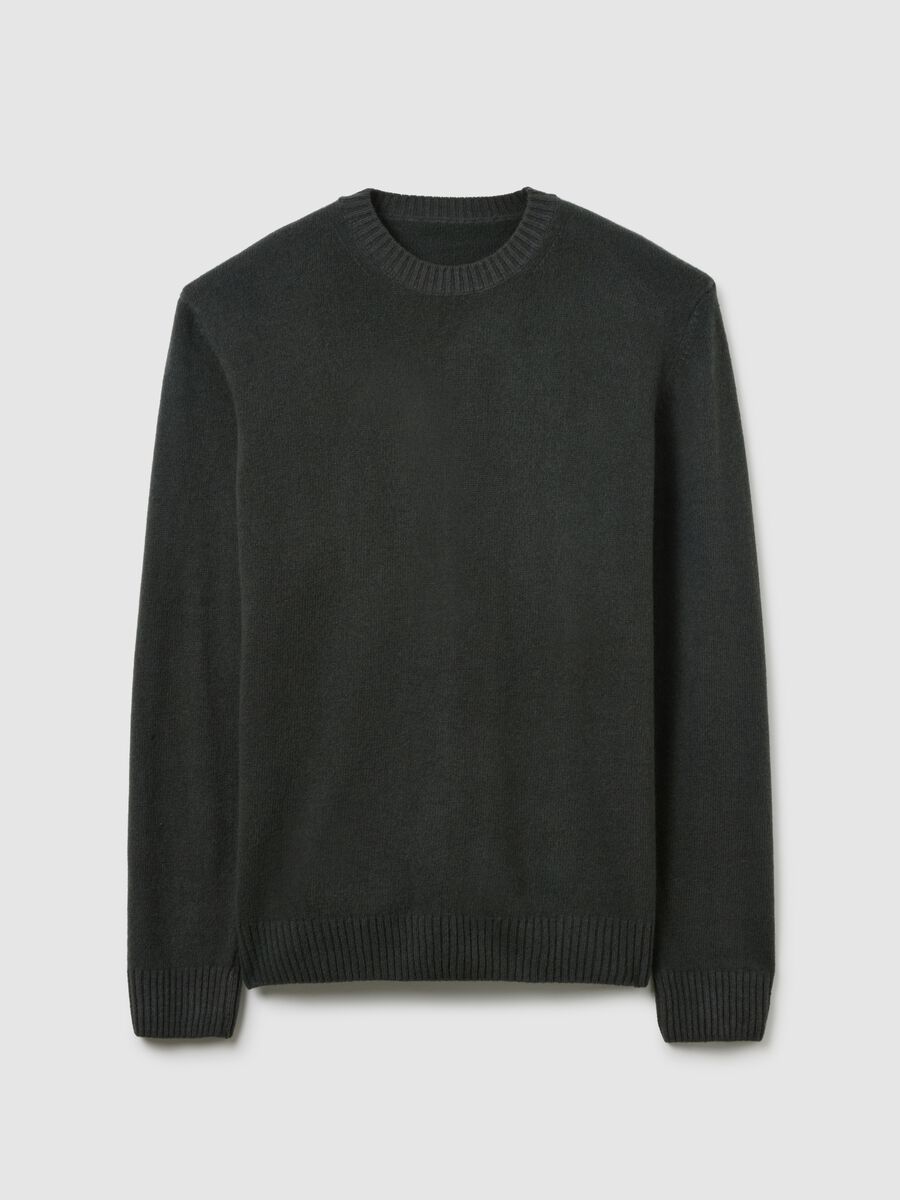 Maglione grigio blu in misto lana regular fit_4