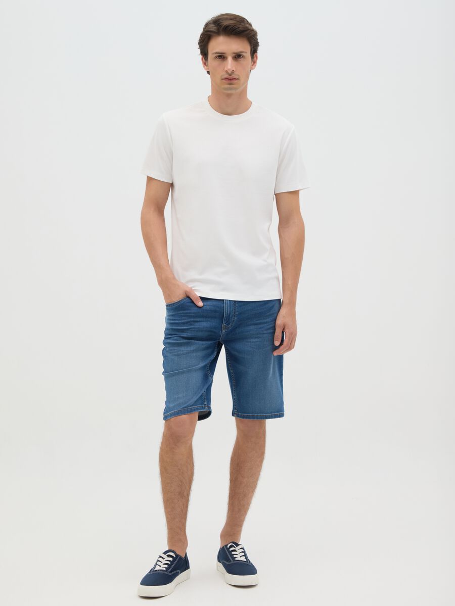 Men's Blue Denim Slim Fit Bermuda Shorts_0