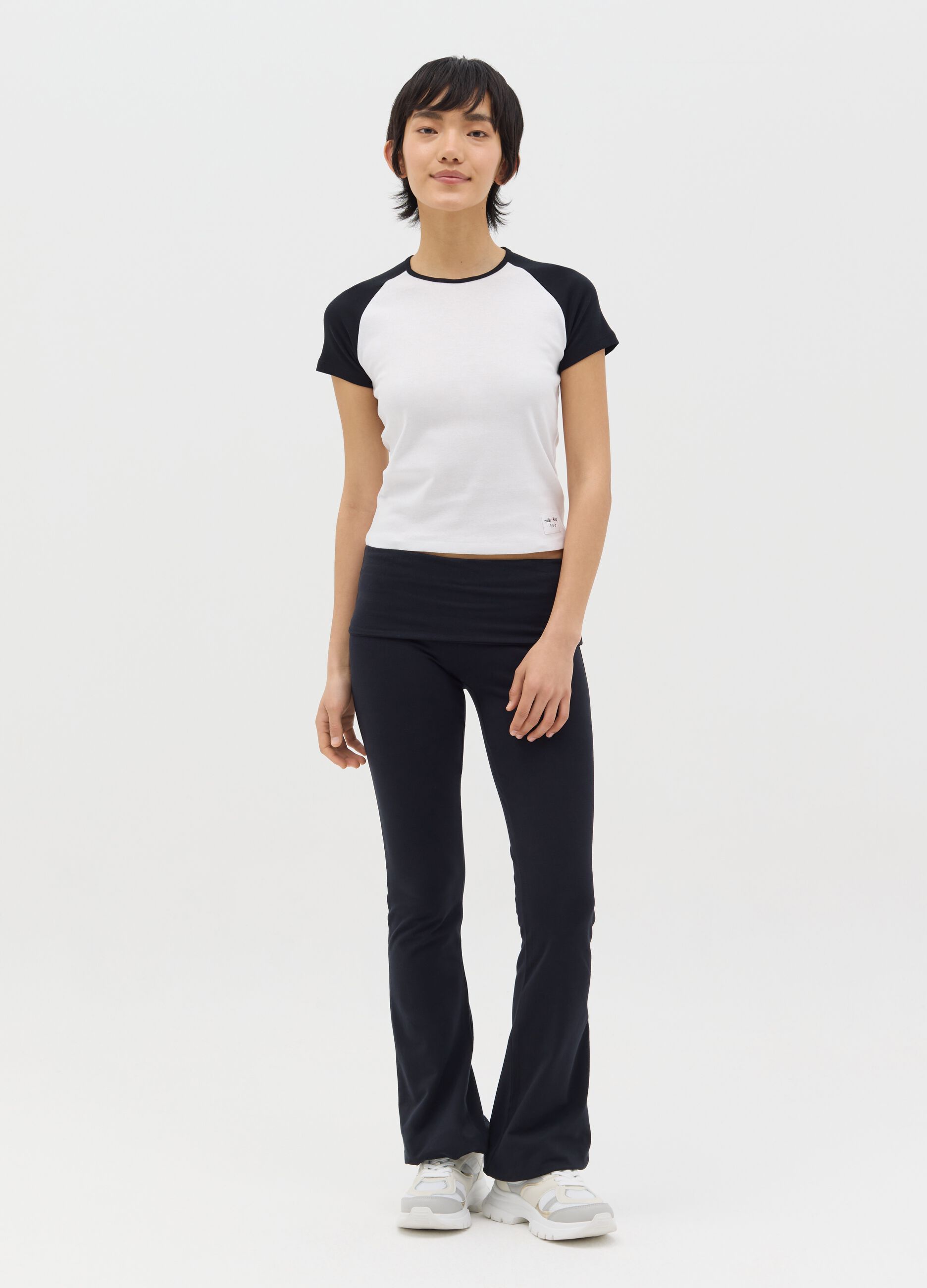 White T-shirt with black raglan sleeves