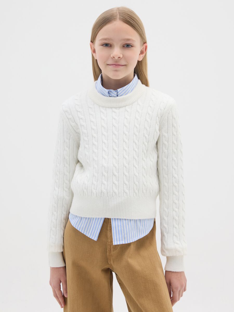 Maglione da ragazza bianco regular fit_0