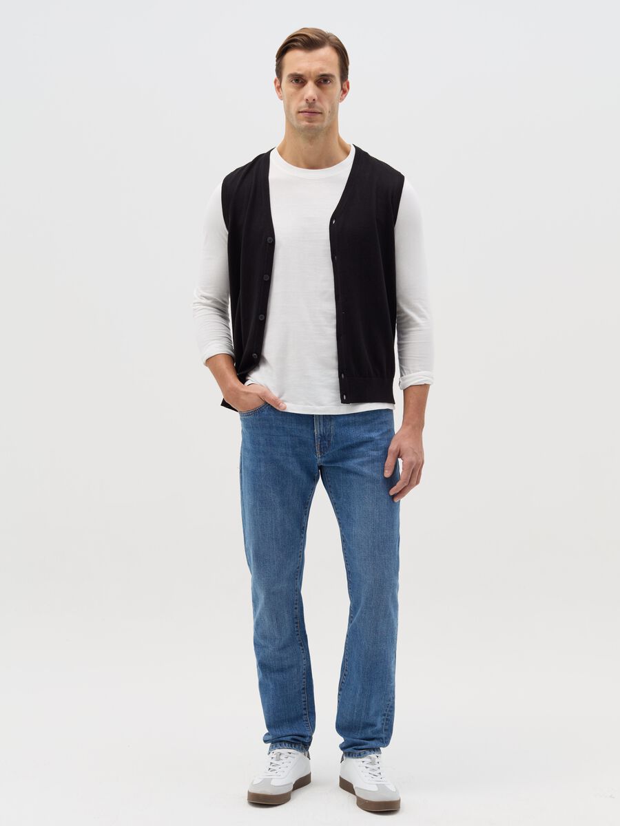 Slim-fit cross-hatch cotton jeans_0