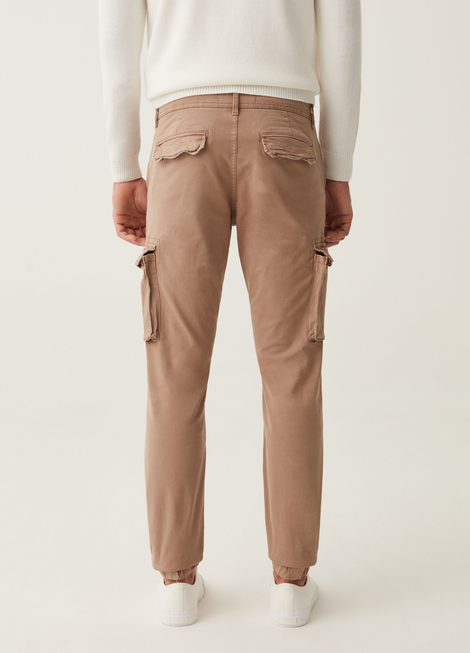 Pantalone cargo cuff hem in cotone stretch_2