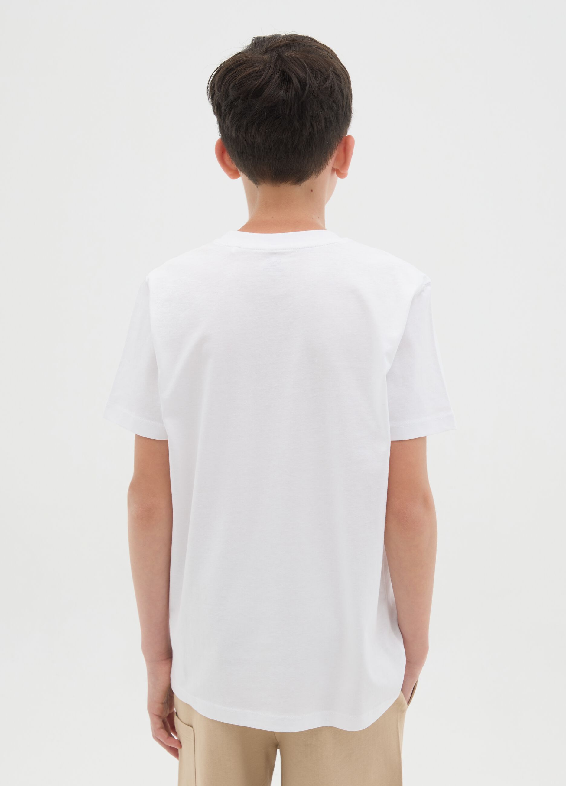 White T-shirt in cotton with "Rebel" print