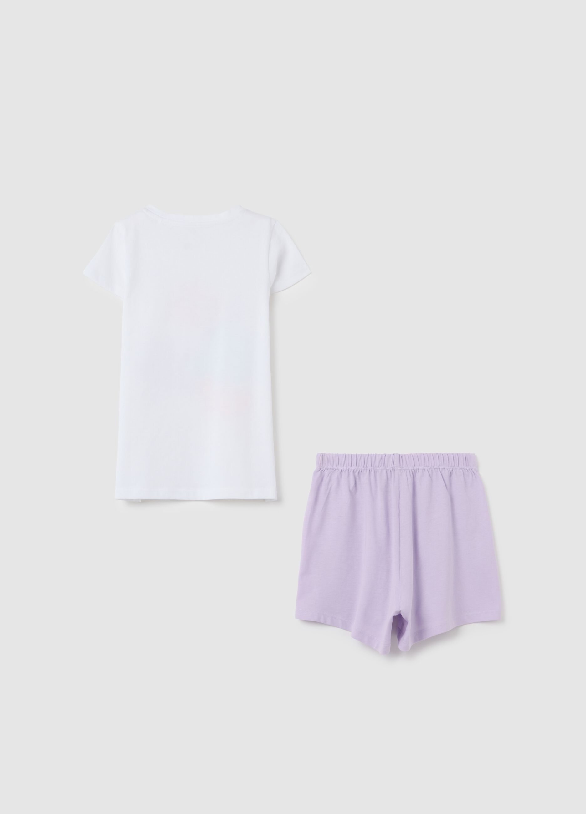 Girls' pure white cotton pyjama set, regular fit