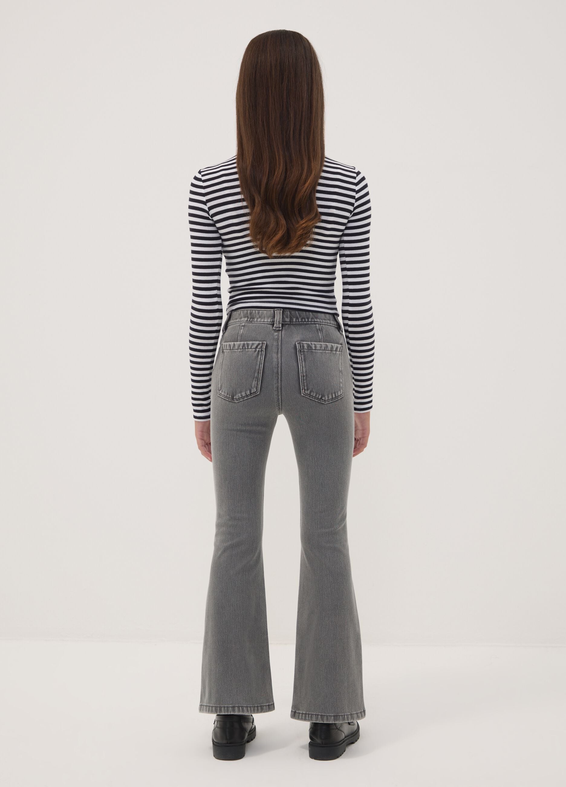 Jeggings grigi flare fit in cotone elasticizzato per ragazza