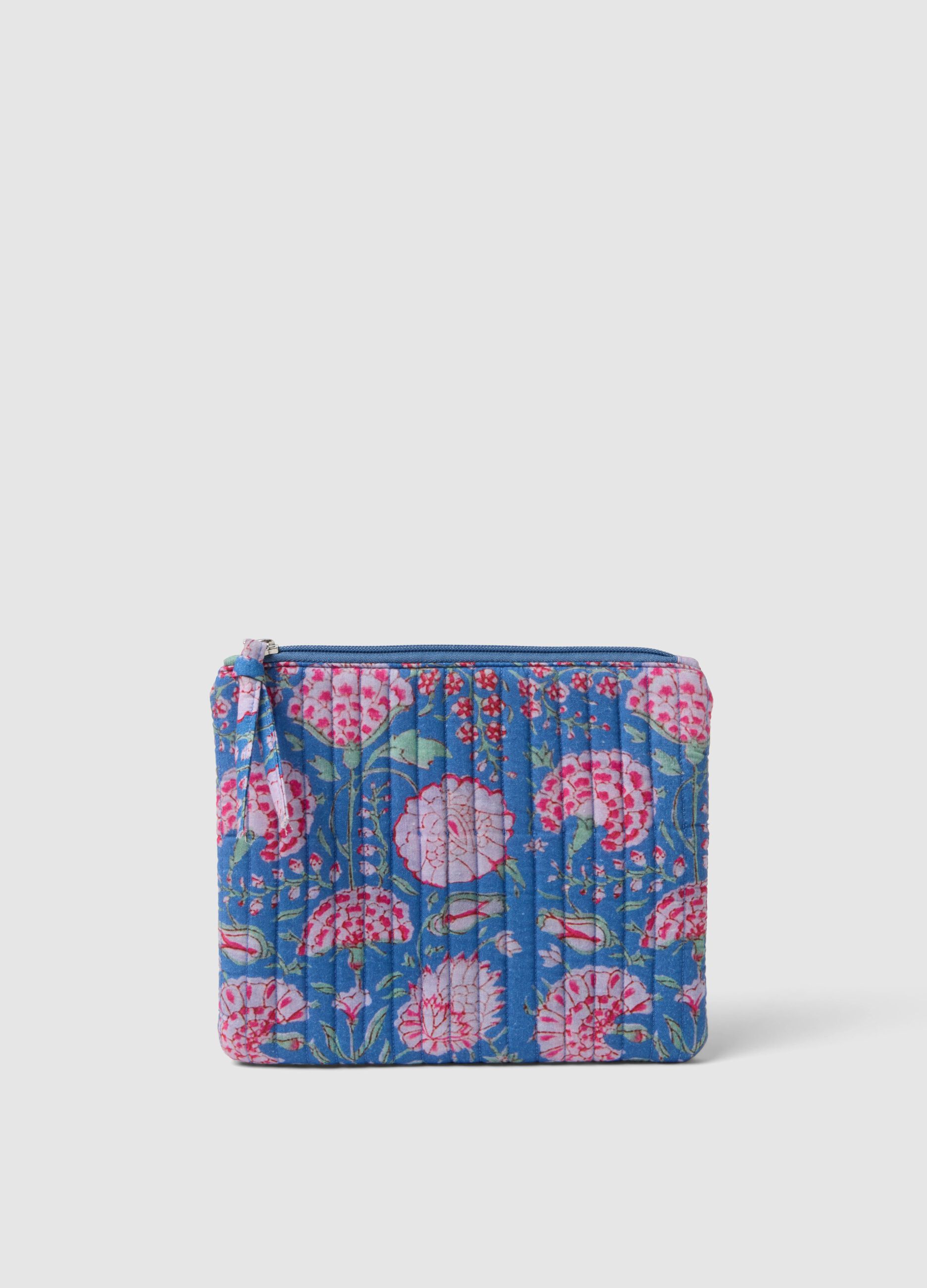 Multicolour Pure Cotton Pouch with Floral Pattern