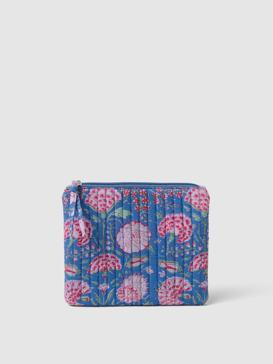 Multicolour Pure Cotton Pouch with Floral Pattern_0