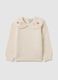 Beige regular fit girls' sweater with embroidered collar_0