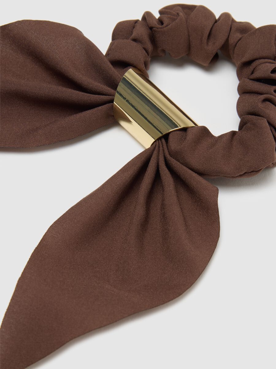 Women's brown hair tie with knot_1