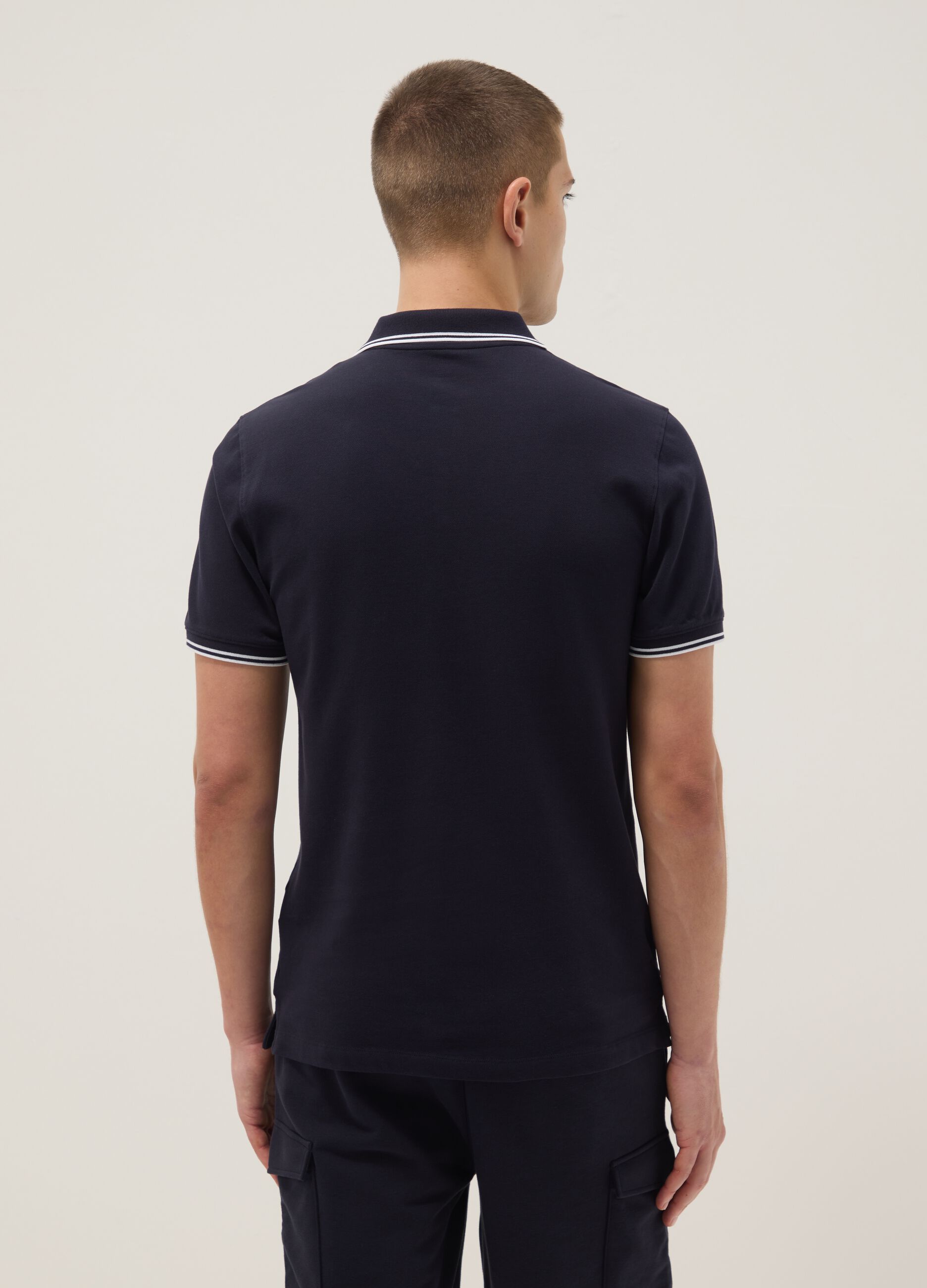 Polo in cotone elasticizzato blu regular fit