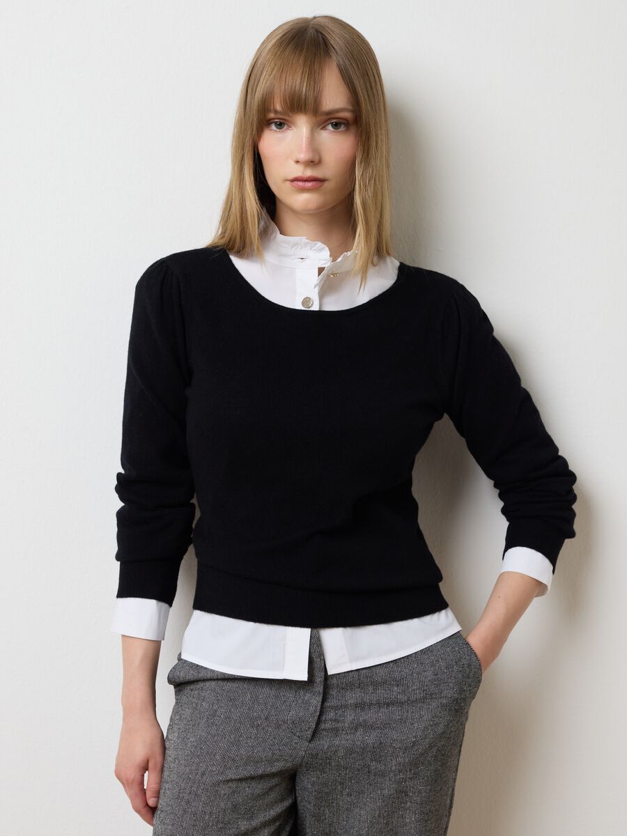 Black pure wool jumper regular fit_1