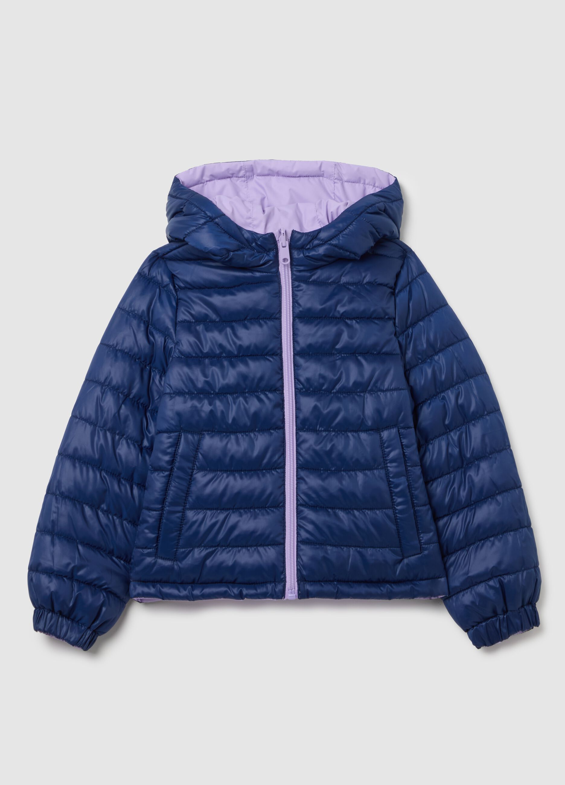 Piumino ultralight reversibile con cappuccio