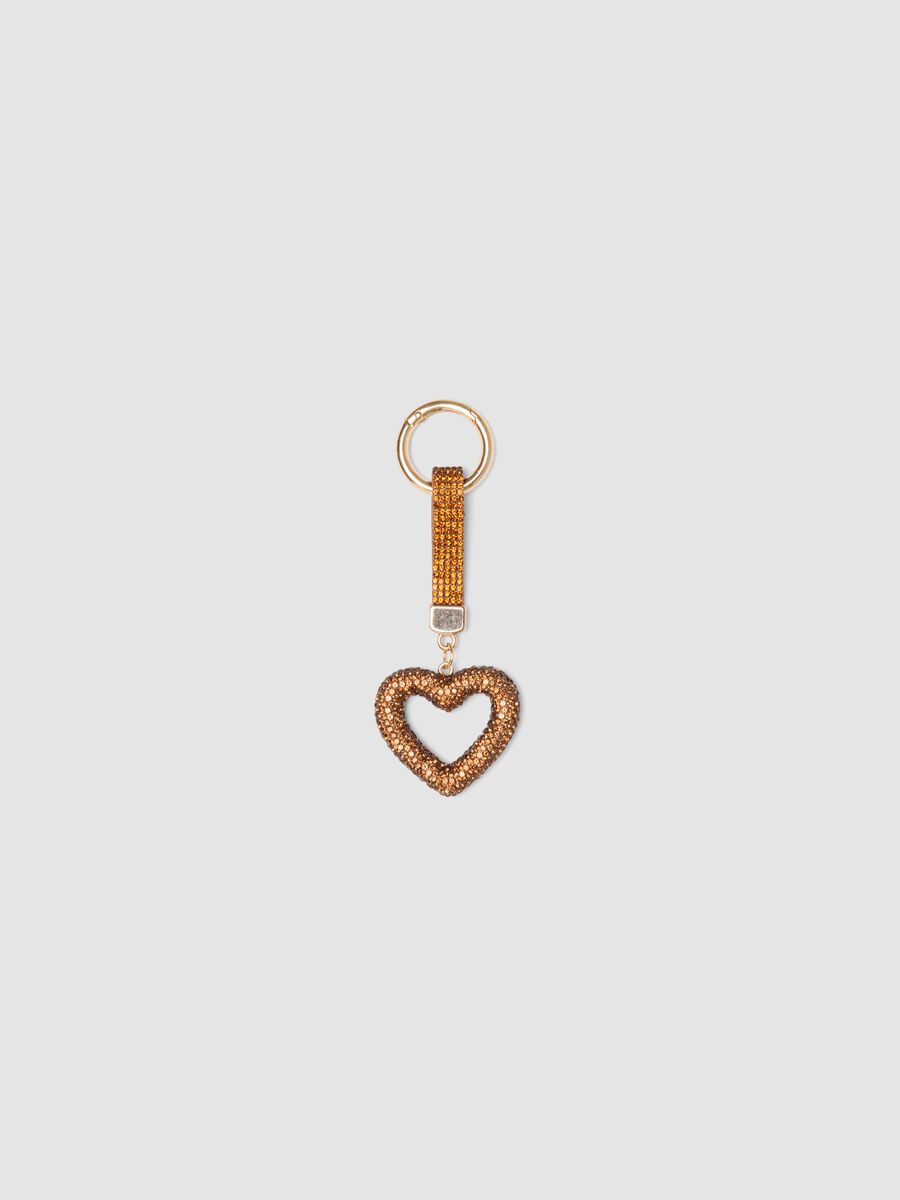 Portachiavi marrone con cuore decorato_0