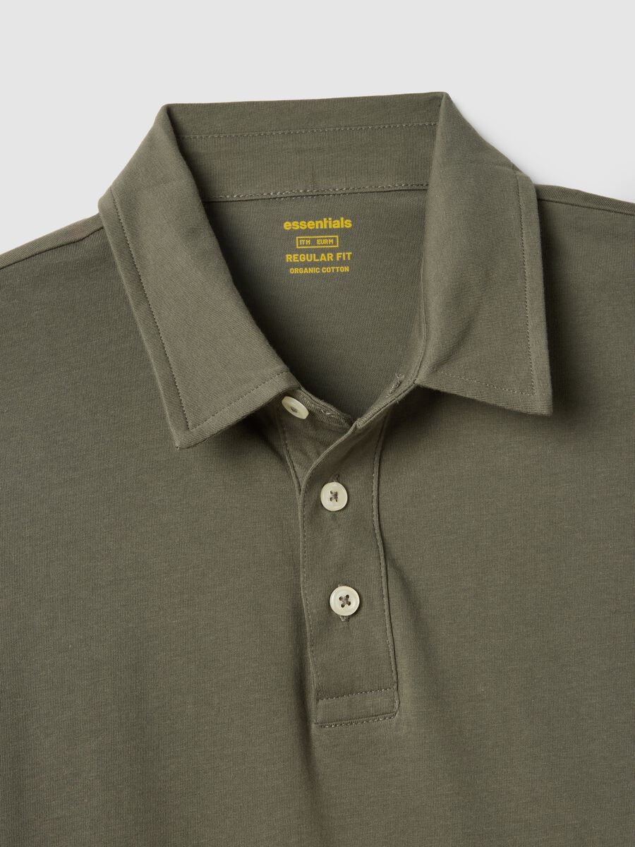 Long-sleeve green cotton polo shirt regular fit_5