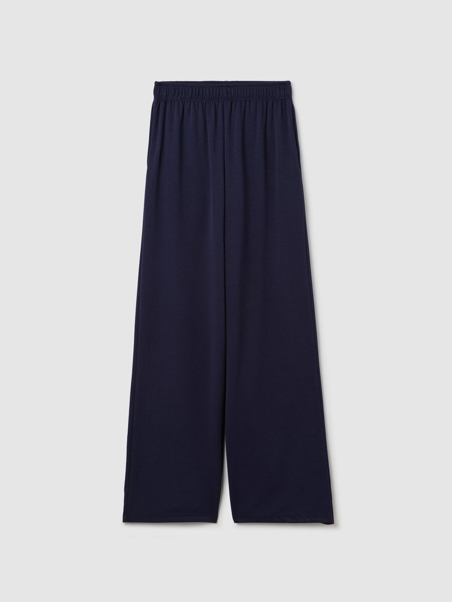 Blue wide-leg pull-on trousers_4