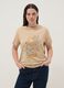 Beige short-sleeve pure cotton printed T-shirt, regular fit_0